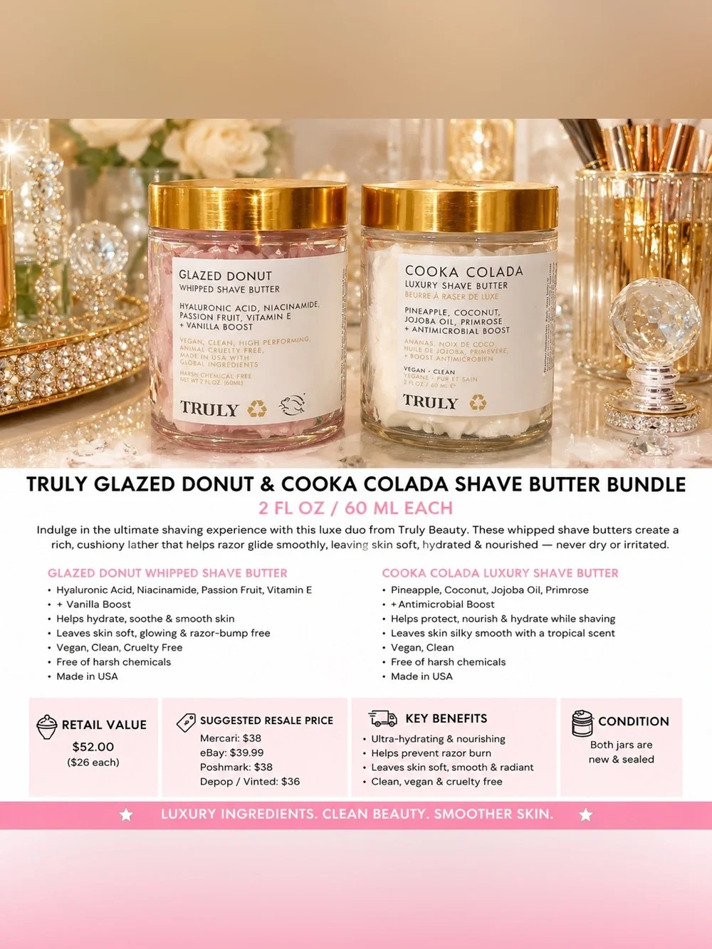 Truly Glazed Donut & Cooka Colada Luxury Shave Butter Duo 2 oz Each